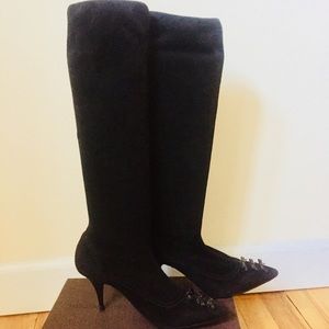 Louis Vuitton Black Microsuede Boots